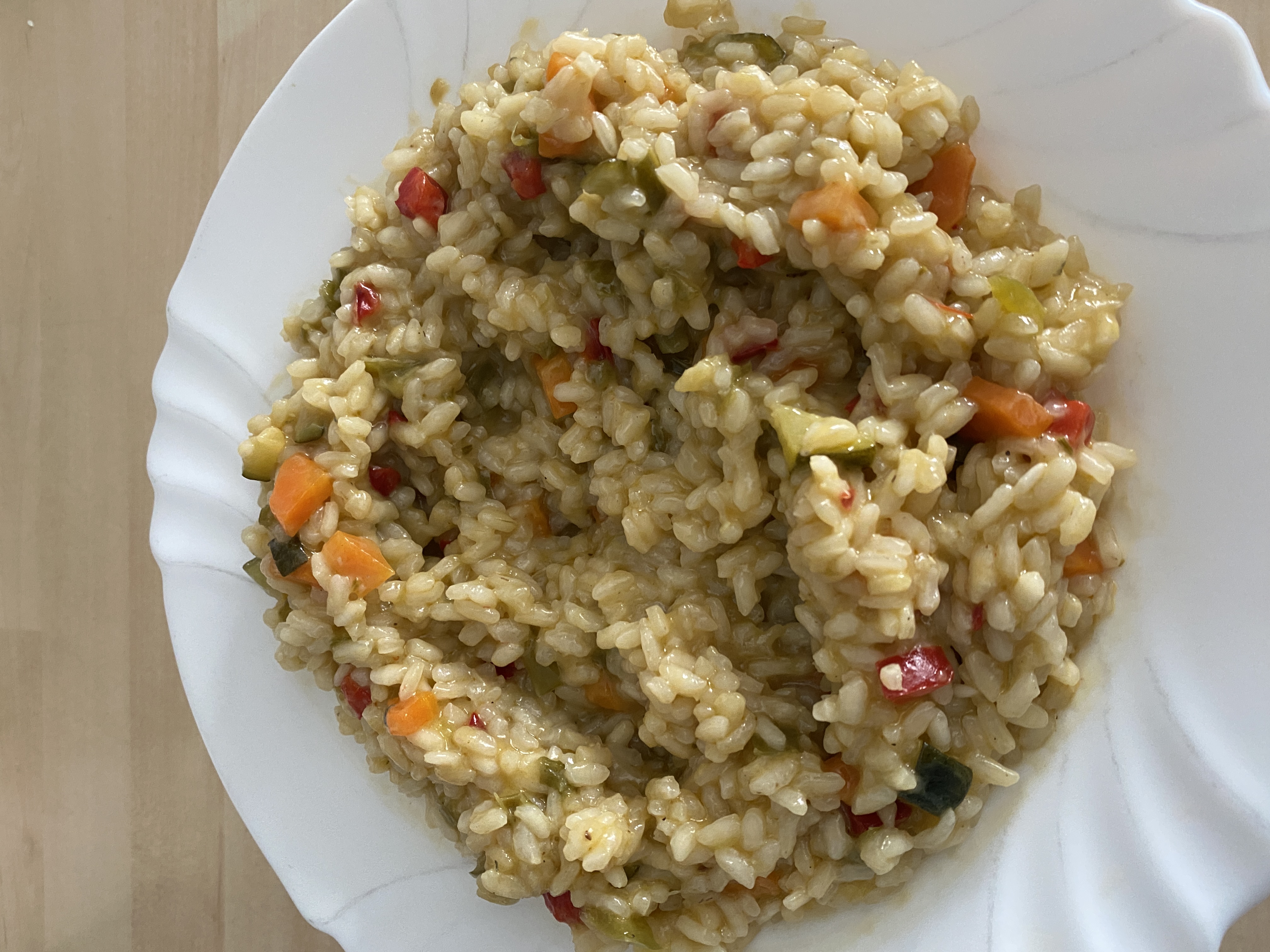 Risotto de verduras con queso azul